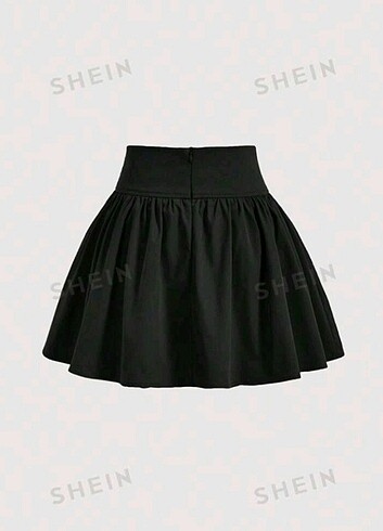 Sheinside Shein Bağcık detaylı siyah etek
