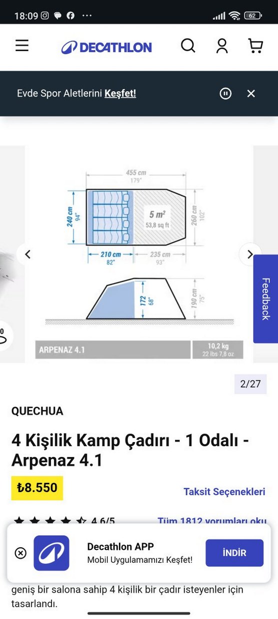 Decatlon 4 Kişilik Aile Çadırı - Görsel 4