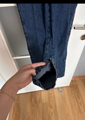 xs Beden lacivert Renk Kadın Lacivert Denim Uzun Kollu Tulum