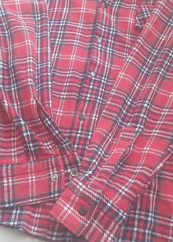 Unisex Kareli Düğmeli Oduncu Gömlek - Görsel 3