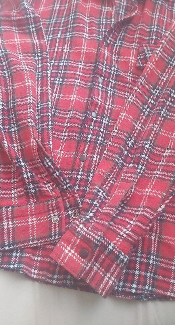 Unisex Kareli Düğmeli Oduncu Gömlek - Görsel 3