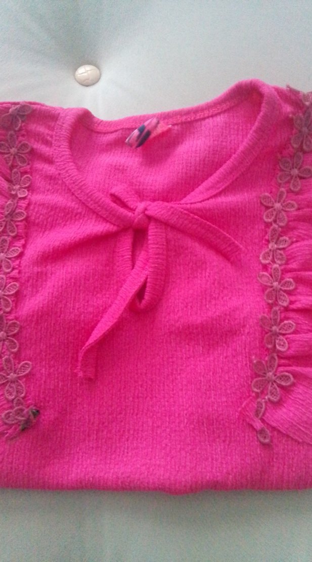 Kız Çocuk Pembe Fırfırlı Bluz - Görsel 2