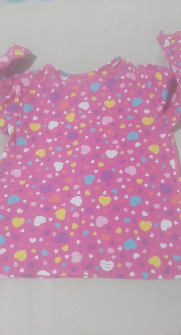 Renkli Kalp Desenli Uzun Kollu Kız Tişörtü - Görsel 2