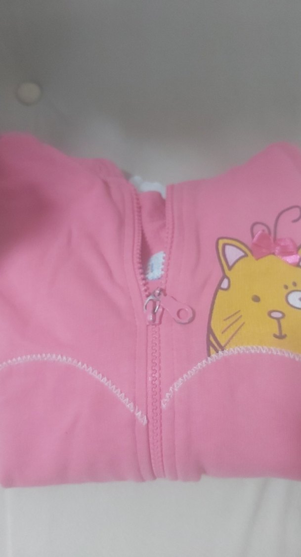 Kız Çocuk Pembe Kapüşonlu Fermuarlı Ceket - Görsel 3