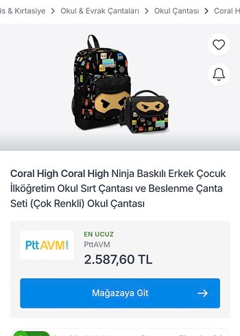 Coral High Ninja Baskılı Erkek Çocuk Okul Çanta Seti - Görsel 2