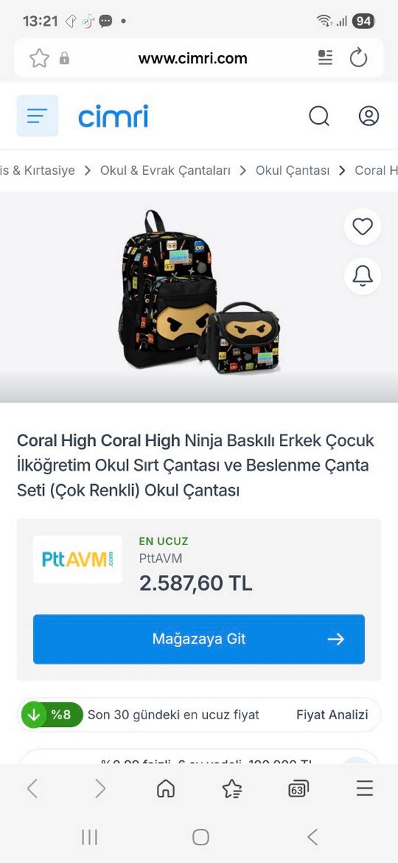Coral High Ninja Baskılı Erkek Çocuk Okul Çanta Seti - Görsel 2