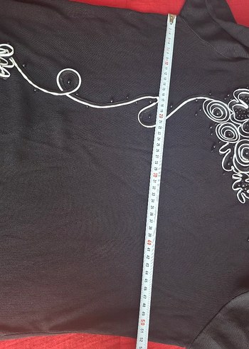 Nakışlı Siyah Triko Uzun Kollu Bluz - Görsel 3