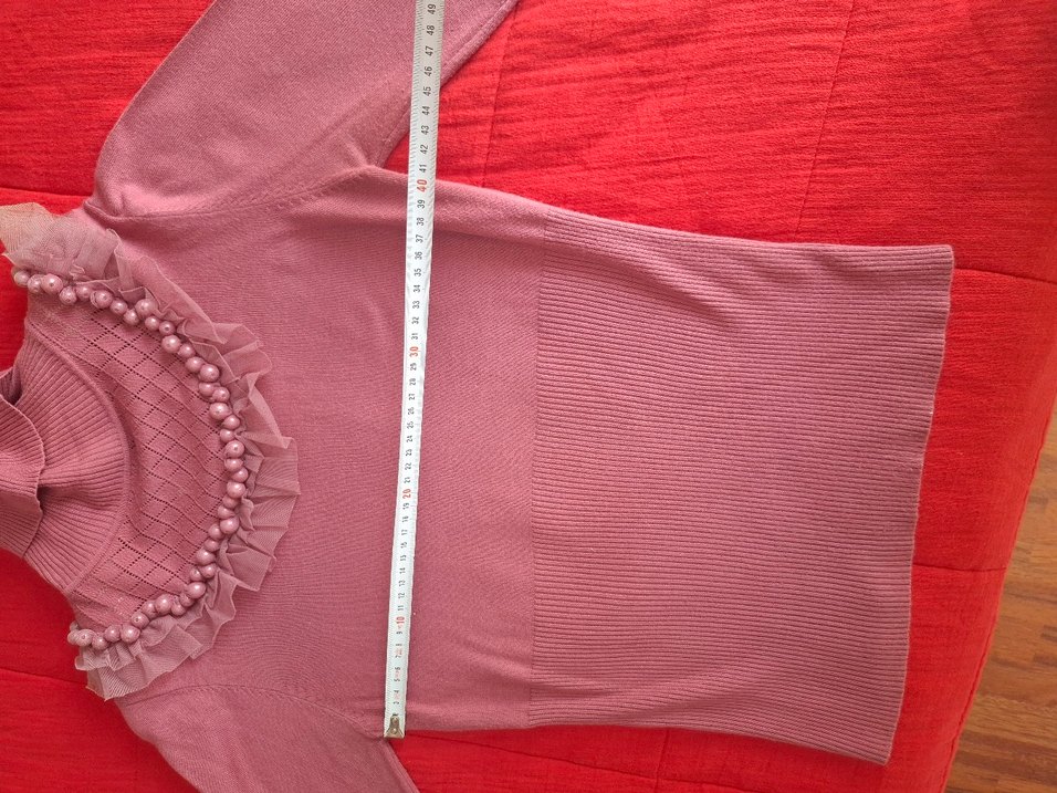 Bordo Nakışlı Boğazlı Kadın Kazak - Görsel 3