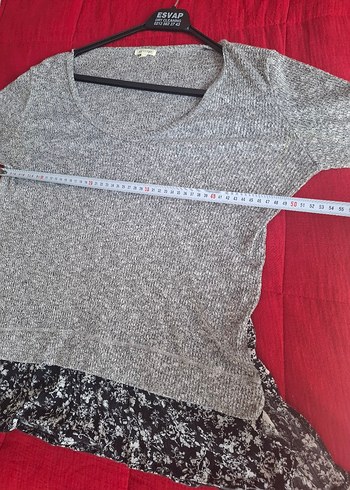 Gri Triko Uzun Kollu Salaş Bluz - Görsel 3