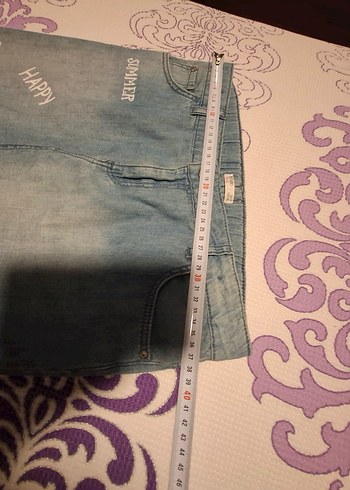 Baskılı Mavi Mini Jean Etek - Görsel 3