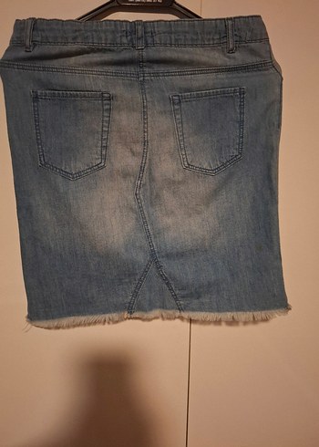 Baskılı Mavi Mini Jean Etek - Görsel 2