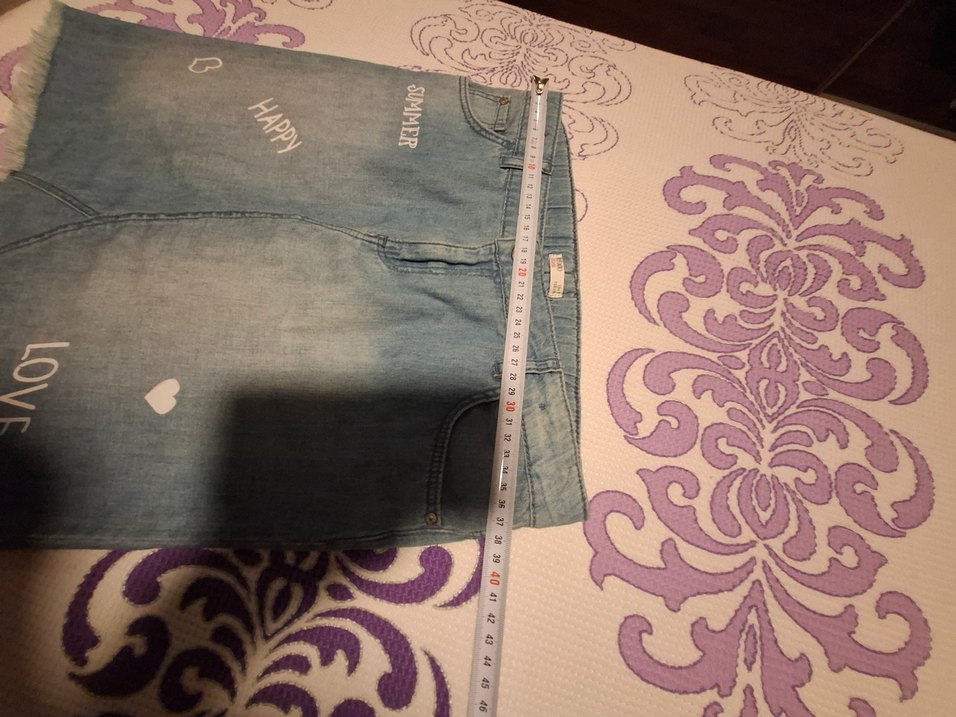 Baskılı Mavi Mini Jean Etek - Görsel 3