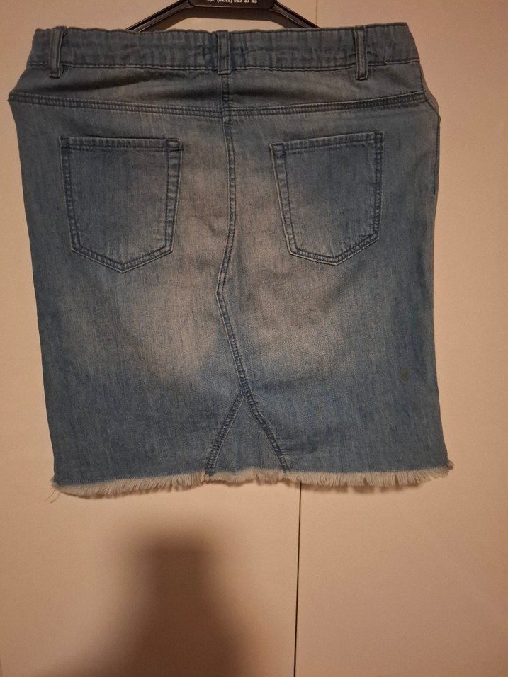 Baskılı Mavi Mini Jean Etek - Görsel 2