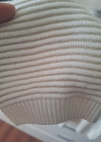 Beyaz Örgü Uzun Kollu Kadın Kazak - Görsel 3