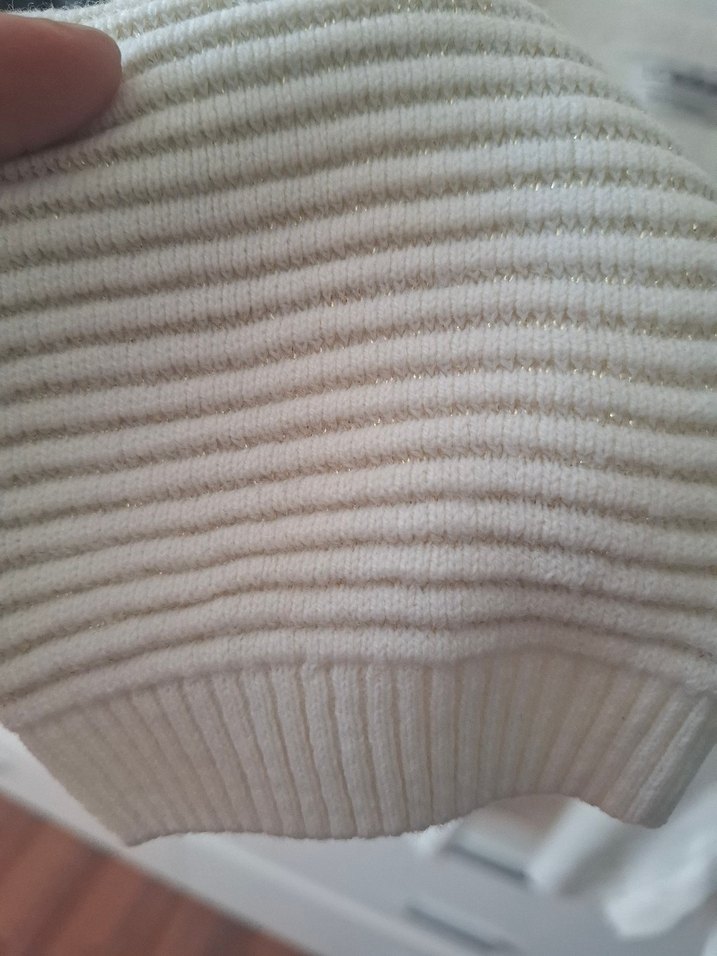 Beyaz Örgü Uzun Kollu Kadın Kazak - Görsel 3