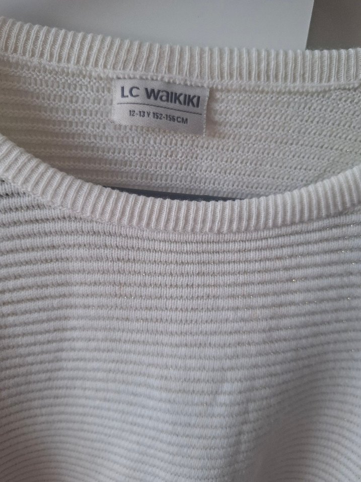 Beyaz Örgü Uzun Kollu Kadın Kazak - Görsel 2