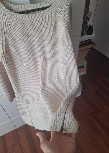 Kadın Beyaz Triko Uzun Kollu Kazak - Görsel 2