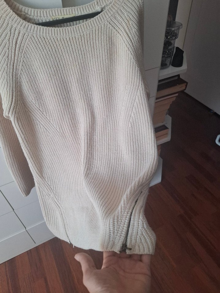 Kadın Beyaz Triko Uzun Kollu Kazak - Görsel 2