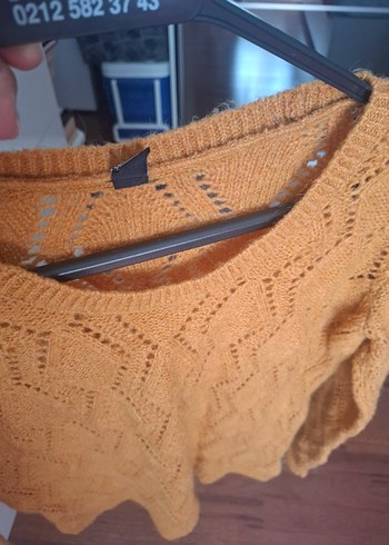 Bohem Örgü Kahverengi Kadın Kazak - Görsel 4