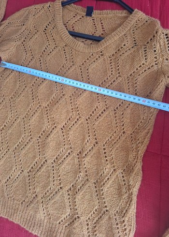 Bohem Örgü Kahverengi Kadın Kazak - Görsel 5