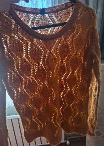 Bohem Örgü Kahverengi Kadın Kazak - Görsel 2