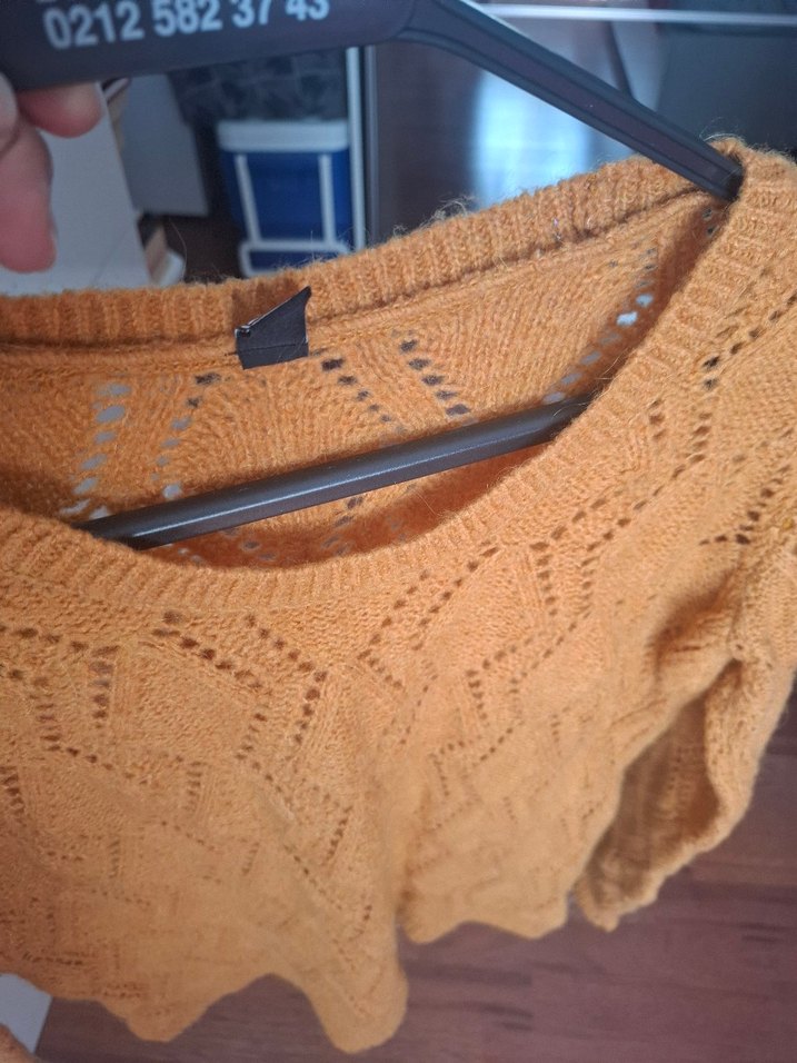 Bohem Örgü Kahverengi Kadın Kazak - Görsel 4