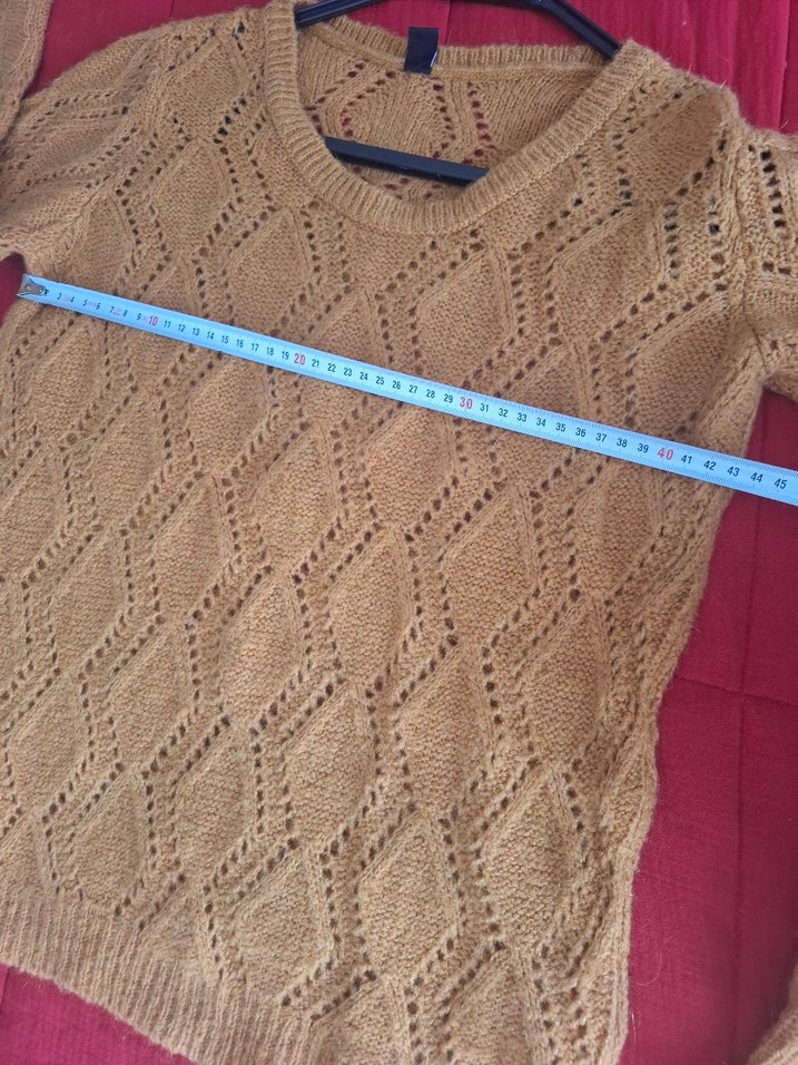 Bohem Örgü Kahverengi Kadın Kazak - Görsel 5