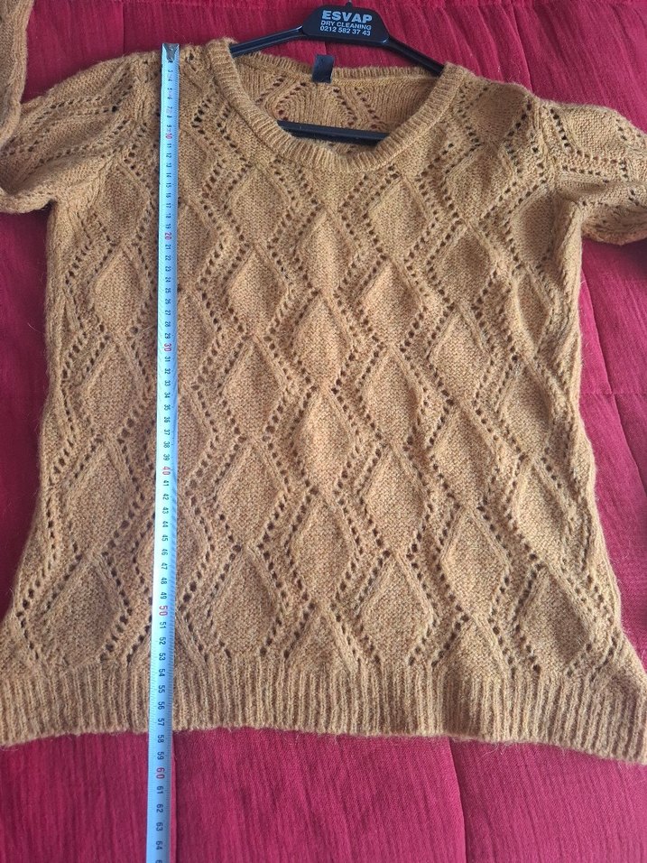 Bohem Örgü Kahverengi Kadın Kazak - Görsel 3