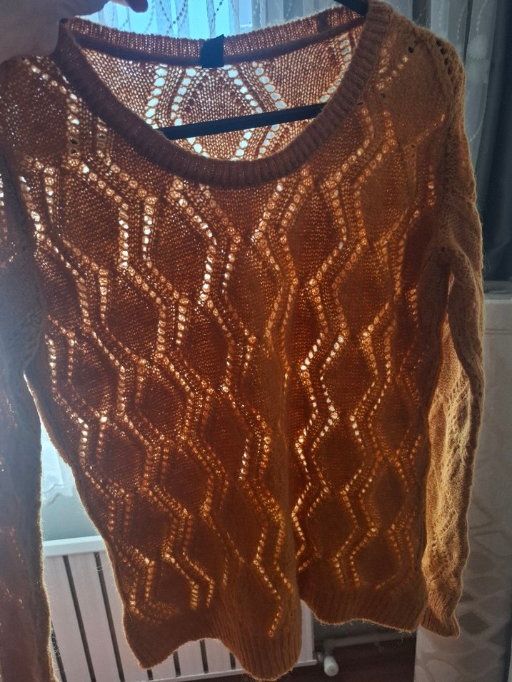 Bohem Örgü Kahverengi Kadın Kazak - Görsel 2