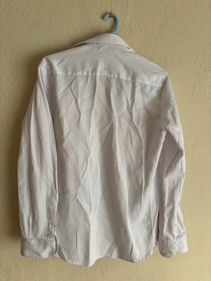 Beyaz Keten Uzun Kollu Erkek Gömlek - Görsel 3