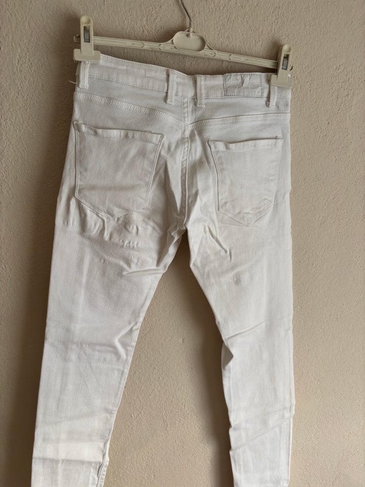 Beyaz Midi Boy Regular Fit Keten Kot Pantolon - Görsel 3