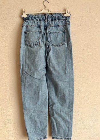 Düğmeli Mavi Kadın Denim Pantolon - Görsel 2