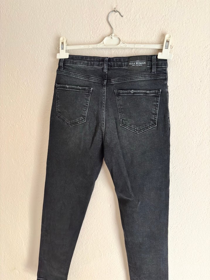 Gri Loose Fit Kadın Denim Pantolon - Görsel 2