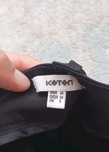 36 Beden Koton marka 36 neden Kadın Siyah Kumaş Kemerli Pantolon