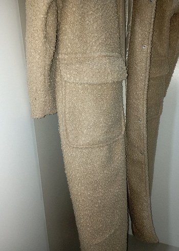 Uzun Buklet Peluş Kadın Kaban (Bej/Camel) - Görsel 5