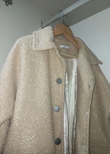 Uzun Buklet Peluş Kadın Kaban (Bej/Camel) - Görsel 4