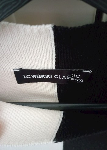 Drapeli Midi Kadın Beyaz Siyah Kazak - Görsel 3