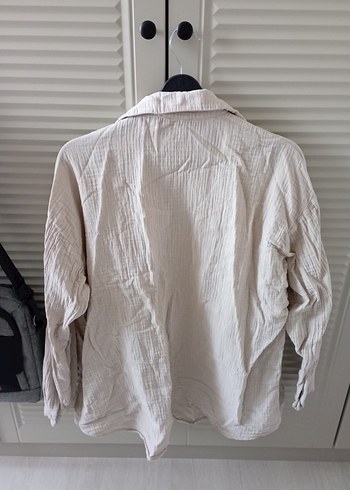 Bej Rengi Keten Kumaş Günlük Gömlek - Görsel 2