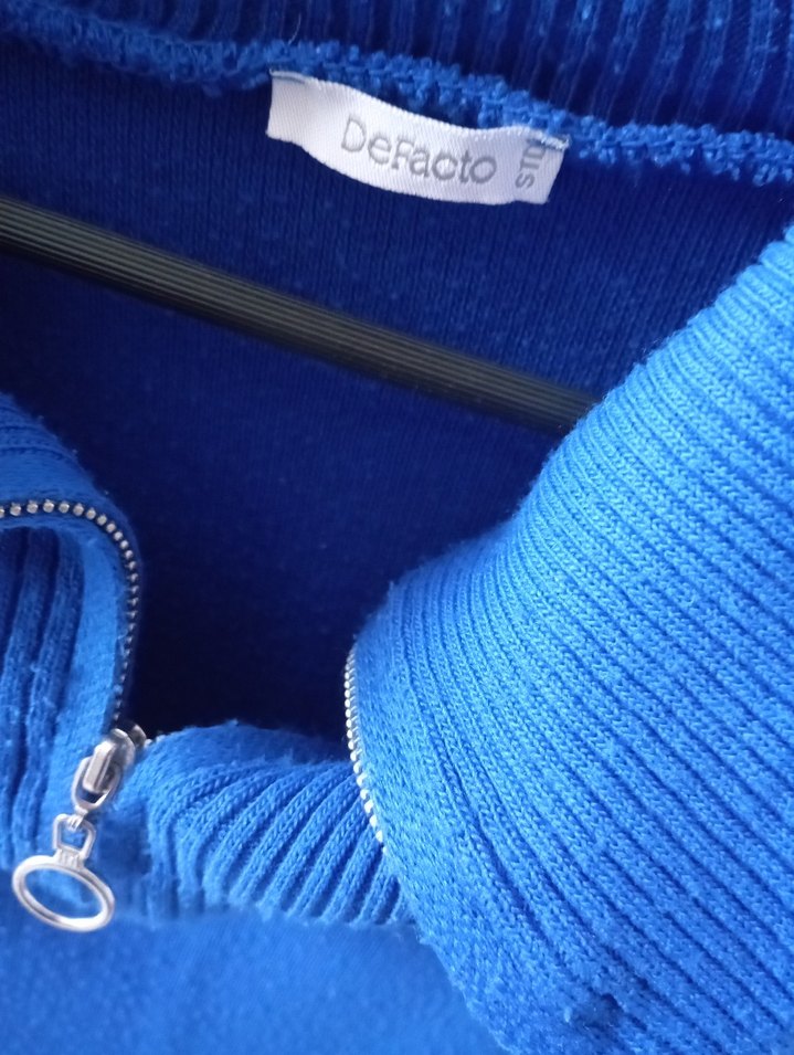 Mavi Fermuarlı Kadın Triko - Görsel 3