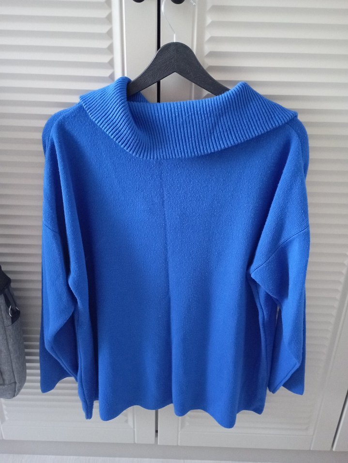 Mavi Fermuarlı Kadın Triko - Görsel 2