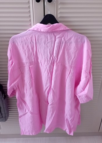 Pembe Düğmeli Kısa Kollu Gömlek - Görsel 2