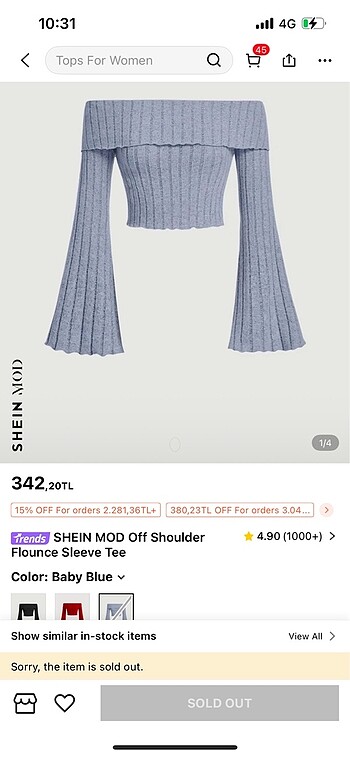 Sheinside Kol detaylı üst