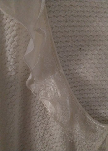 Beyaz V Yaka Midi Keten Kadın Hırka,sabahlik,ev giyim - Görsel 6