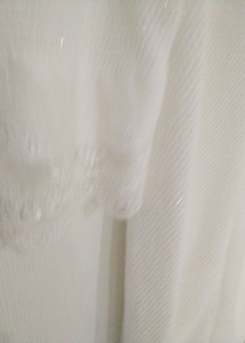 Kadın Uzun Beyaz Salaş sabahlik,simli,ev giyim - Görsel 4