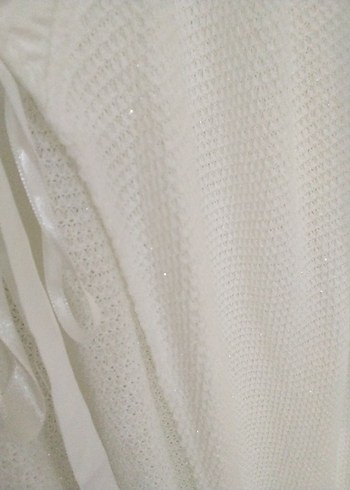 Kadın Uzun Beyaz Salaş sabahlik,simli,ev giyim - Görsel 2