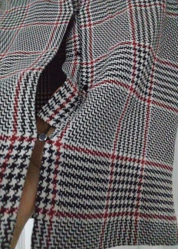 Gri Ekose Desenli Kısa Kollu Kadın Gömlek - Görsel 2