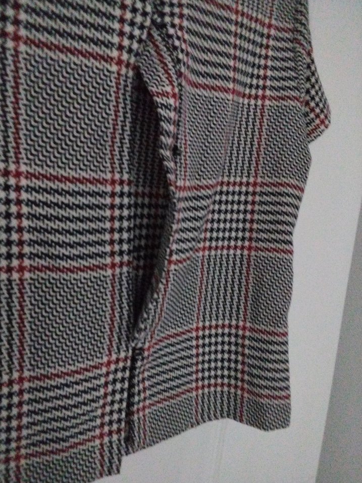 Gri Ekose Desenli Kısa Kollu Kadın Gömlek - Görsel 5