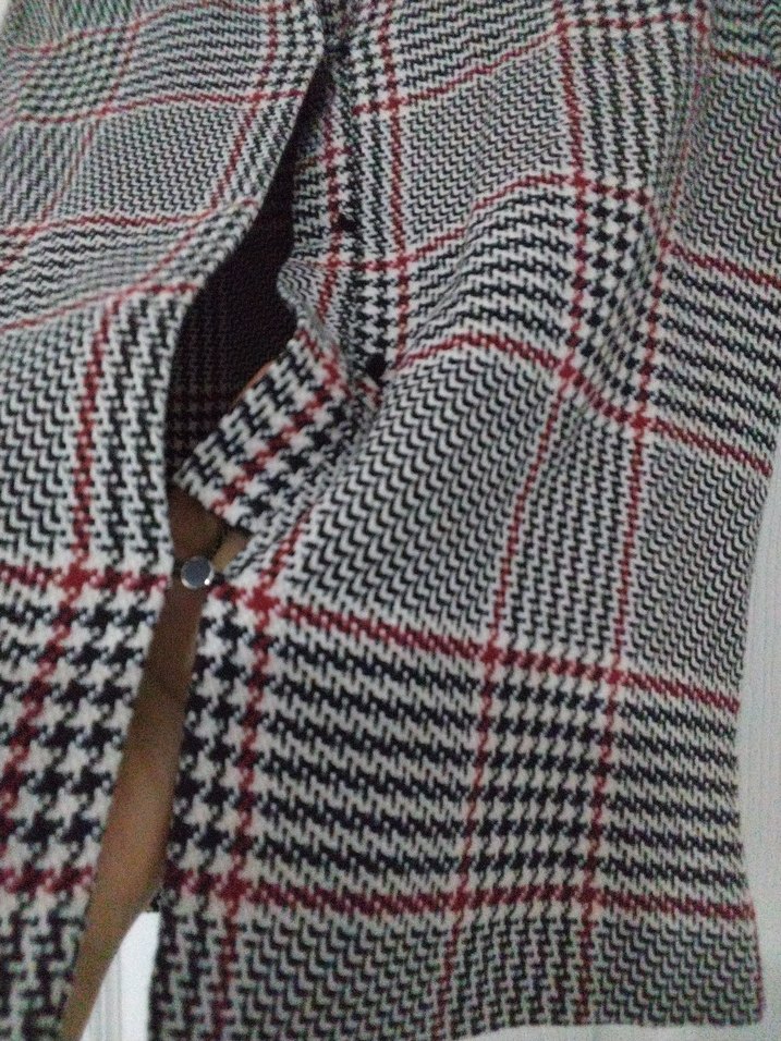 Gri Ekose Desenli Kısa Kollu Kadın Gömlek - Görsel 2