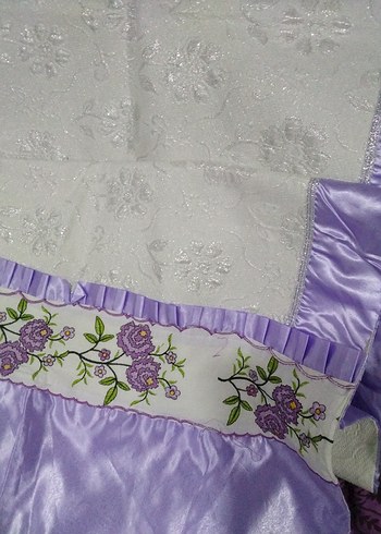 Nakışlı Mor Pastel Yatak Örtüsü - Görsel 3