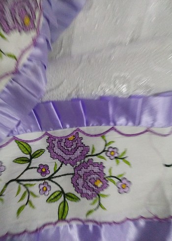 Nakışlı Mor Pastel Yatak Örtüsü - Görsel 8